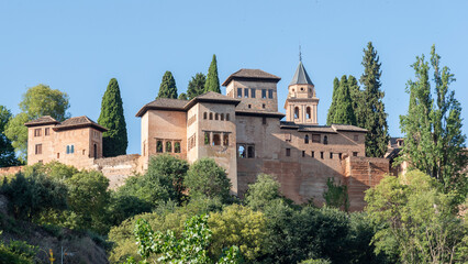 Fototapeta na wymiar Diferentes vistas de la Alhambra y el Generalife desde el Albaicín de Granada, España