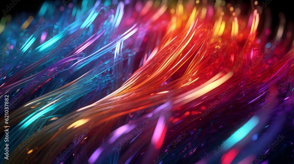Poster abstract background with color lights and waves. generative ai illustration