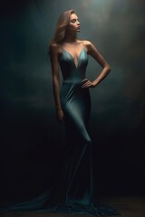 A cute girl in elegant dress. Created with Generative Ai technology.