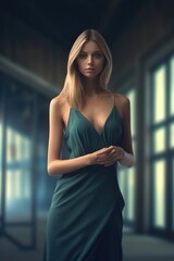 A cute girl in elegant dress. Created with Generative Ai technology.
