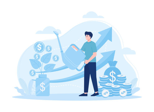 Investing and getting profit concept trending flat illustration