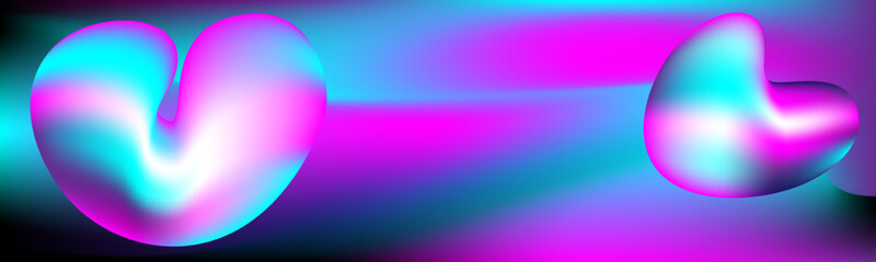 An abstract illustration of a shiny objects on a pink and a blue background
