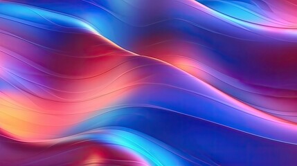 On light emitter glass, an abstract of a stunning gradient wave pattern with holographic iridescence. Banner as a background wallpaper or cover design element