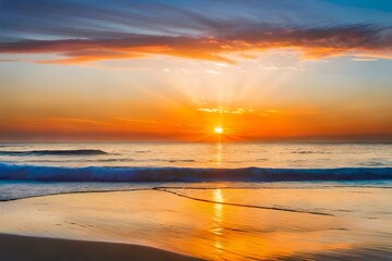 Fototapeta na wymiar sunset on the beach AI Generated