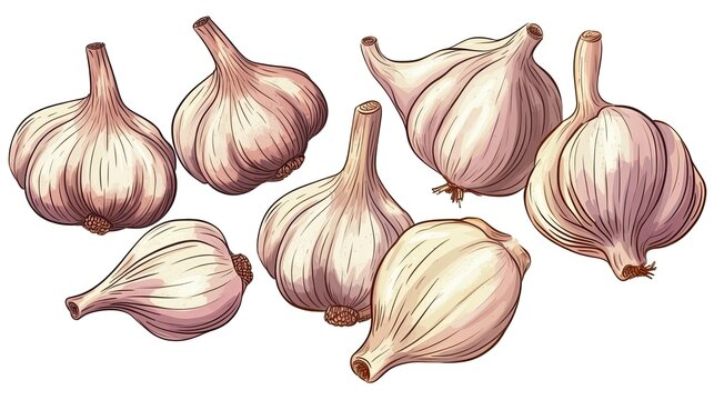 a symbol for garlic. Cartoon of a clove of garlic set on a white background