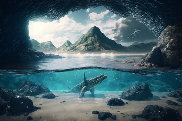 ocean in jurassic time, Generative AI