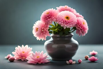 pink chrysanthemum in vase AI Generated