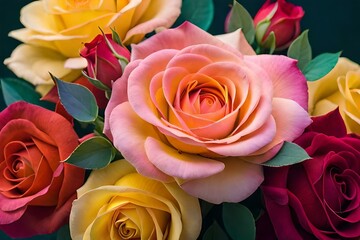red and yellow roses AI Generated