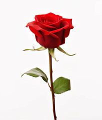 Fototapeta premium Red rose isolated on white background, valentine's day concept.I love you concept.