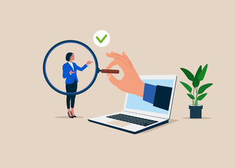 Choosing  woman. Company staff recruitment concept. Modern vector illustration flat design
