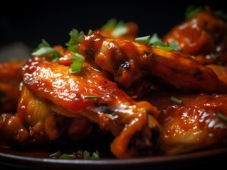 Hot and Spicy Chicken Wings Close-Up AI Generated