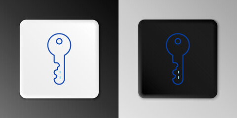 Line House key icon isolated on grey background. Colorful outline concept. Vector