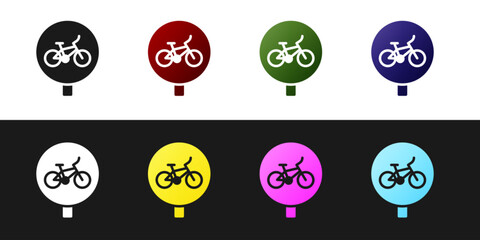 Naklejka premium Set Bicycle icon isolated on black and white background. Bike race. Extreme sport. Sport equipment. Vector