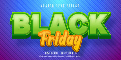 Black Friday text, cartoon style editable text effect
