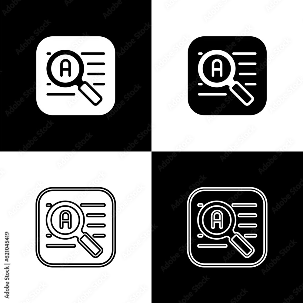 Poster set translator icon isolated on black and white background. foreign language conversation icons in c