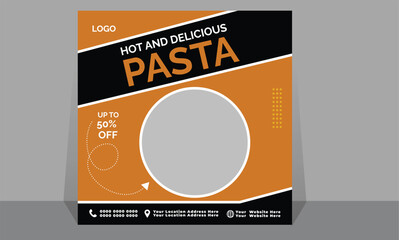  This is a pasta food menu banner social media post. Fully editable social media templates for promotions on the Food menu. Set of social media story and post frames. Layout design for online marketin