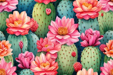 seamless pattern of cactus