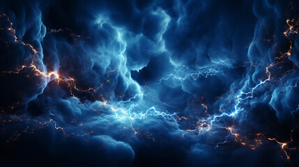Energetic and dynamic lightning bolts against a dark backdrop, Digital background Generative AI
