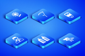 Set Branch viburnum, Sunflower, Two towers in Dnipro, Ukrainian cossack, Scythe and icon. Vector