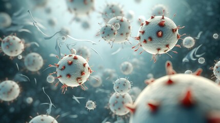 white blood cells attacking virus 