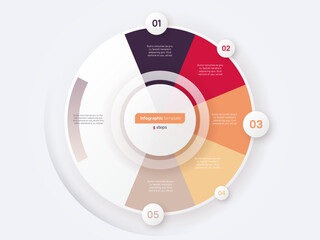 Five option circle infographic diagram. Vector illustration