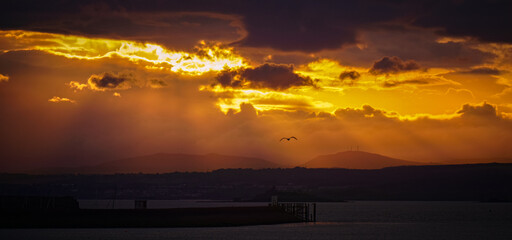 Sunset over Fife, seen from Edinburgh