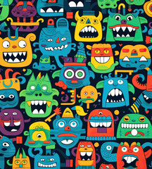 seamless pattern with monsters