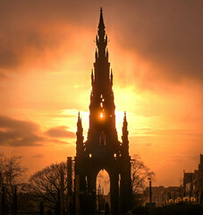 The Scott Monument, Edinburgh, Summer sunset.