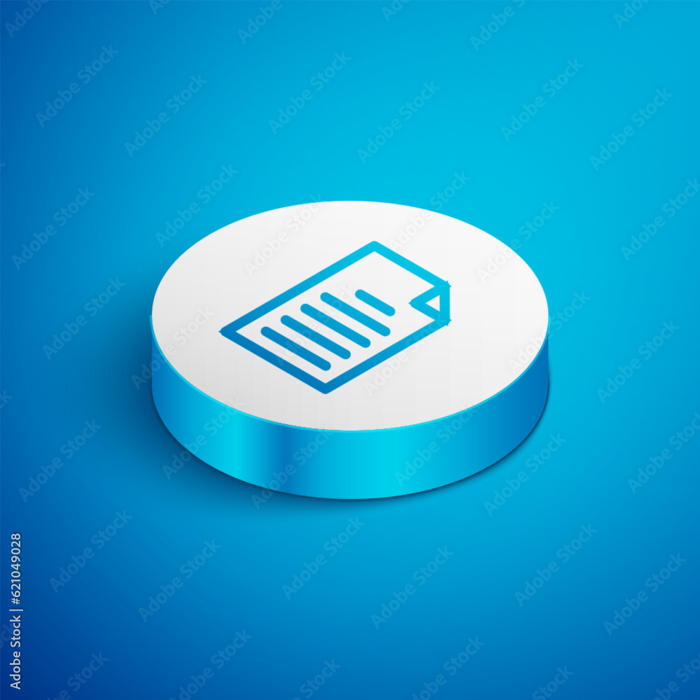 Aufkleber isometric line file document icon isolated on blue background. checklist icon. business concept. whi
