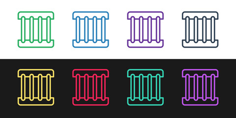 Set line Prison window icon isolated on black and white background. Vector