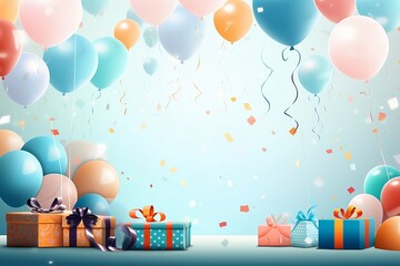 Cheerful Birthday Background: Vibrant Colors and Festive Elements