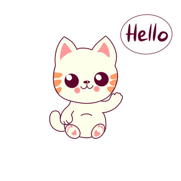 Cartoon hello cat, cute cat