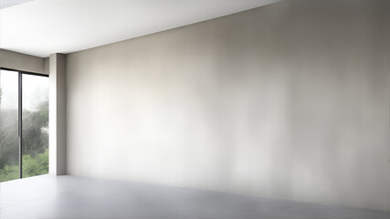 An empty room with white walls. A blank for design with free space on the wall of the room. AI generation