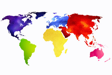 Colorful of a world map with all continents.