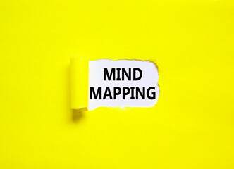 Mind mapping symbol. Concept words Mind mapping on beautiful white paper on a beautiful yellow background. Business, support, motivation, psychological and mind mapping concept. Copy space.