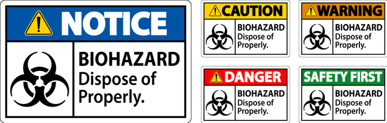 Biohazard Warning Label Biohazard Dispose Of Properly