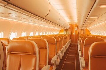 Empty aircraft interior illustration made with Generative AI
