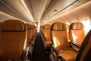 Fototapeta premium Empty aircraft interior illustration made with Generative AI