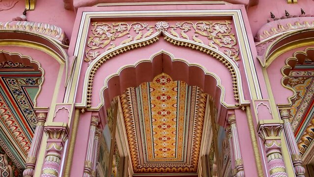The architectural landmark Ornate Patrika Gate at Jawahar Circle in Jaipur, Rajasthan, India opened to the public in 2016.	