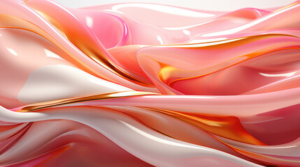 3d Abstract Design pink and gold , Generative Ai