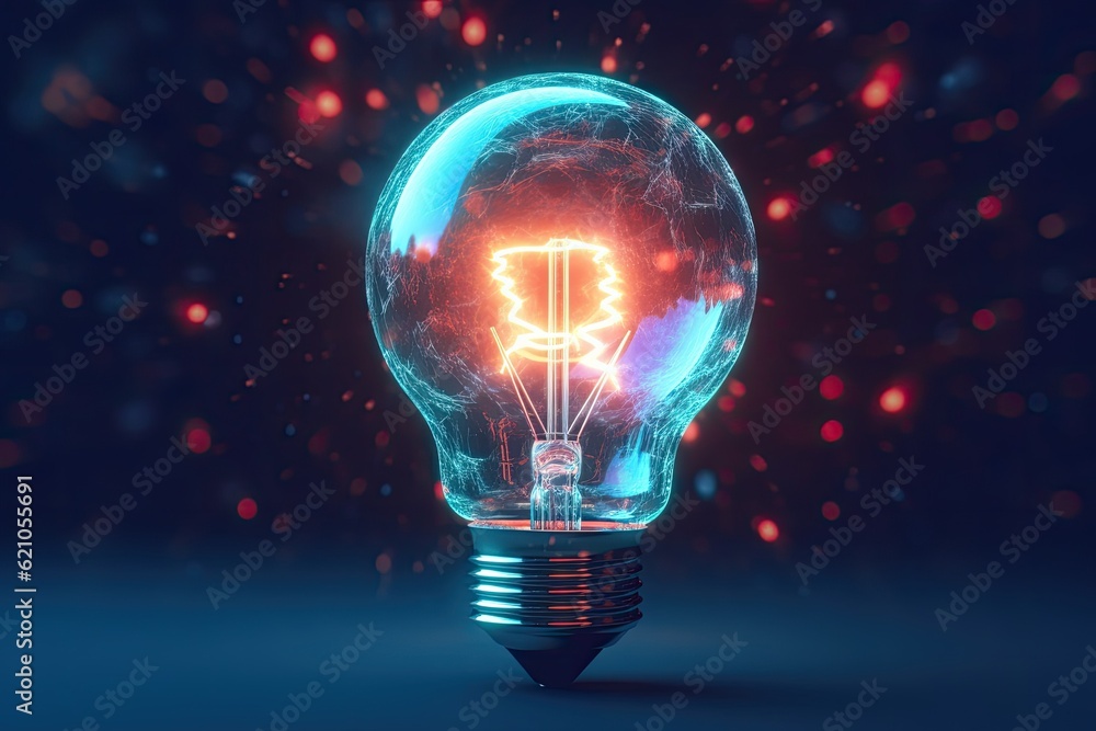 Poster the lightbulb imaginatively approaching a lightbulb and offering concepts. made using generative ai 