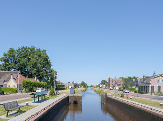 Fototapeta na wymiar Stokersverlaat (Hulst Bruggelaan) Appelscha, Friesland province, The Netherlands