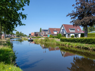 Fototapeta na wymiar Compagnonsvaart of Appelschastervaart in Appelscha, Friesland province, The Netherlands