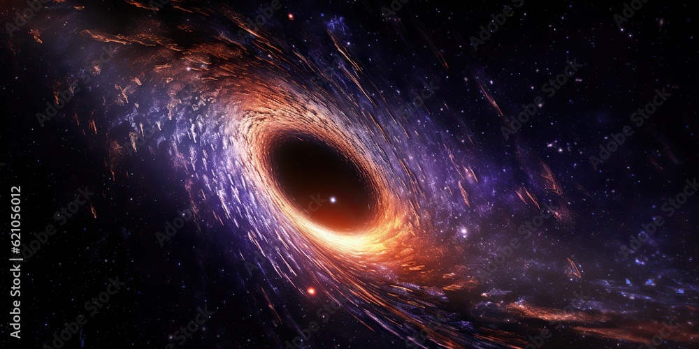 Poster ai generated. ai generative. space galaxy universe wormhole. black time tunnel teleport outer dark c