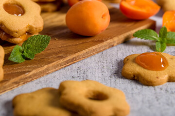 Apricot cookies. Menu concept.