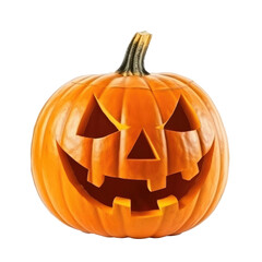 Halloween pumpkin head jack o’lanterns isolated on transparent background. Generative ai