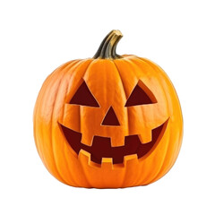 Halloween pumpkin head jack o’lanterns isolated on transparent background. Generative ai