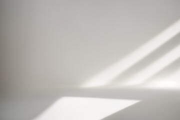 Abstract white studio background for product presentation. Empty room with streak shadows of window. Display product 