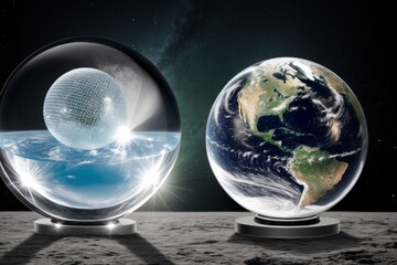 earth in a crystal globe eco-friendly industry and Climate.alternative energy in future for net-zero and Reducing greenhouse gas emissions