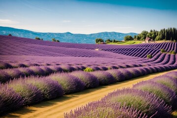 Obraz na płótnie Canvas Stunning lavender field landscape Summer with amazing sky